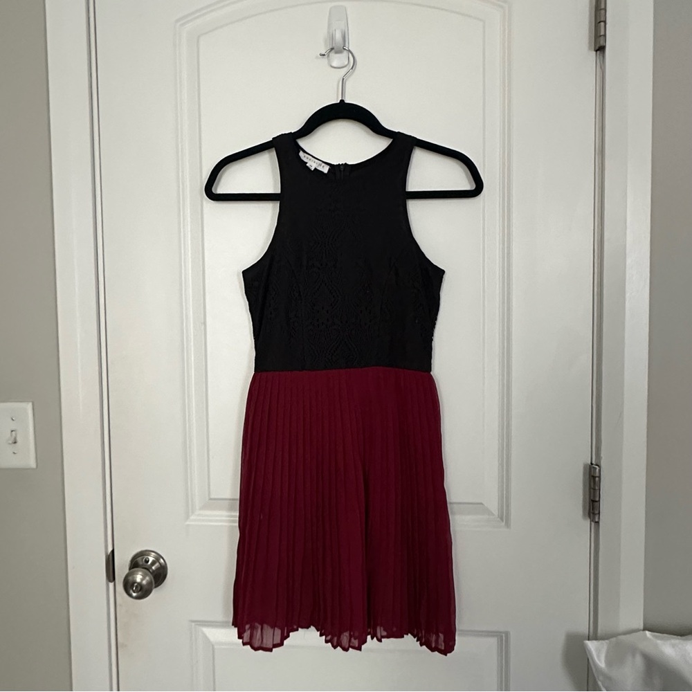 Black and burgundy skater dress